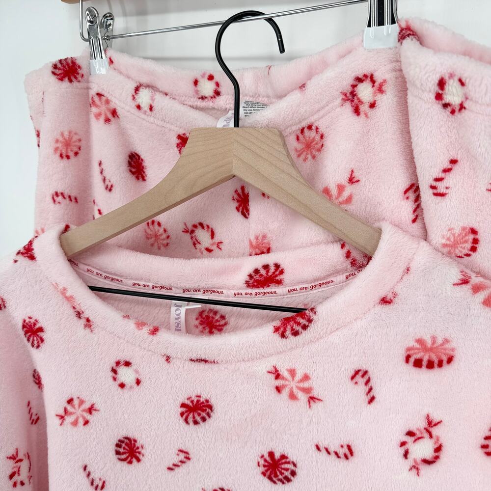 Joyspun Dreamy Soft Plush Pajama Set XL 16/18 Pink Peppermint Fleece Cozy - Picture 6 of 7